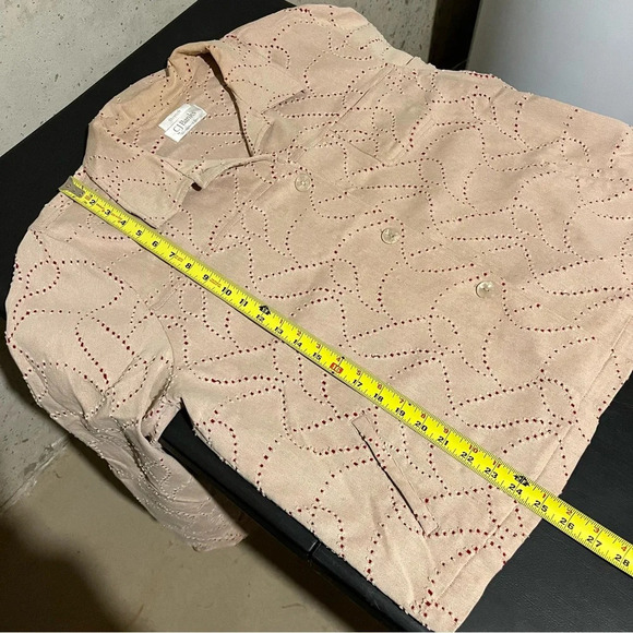CJ Banks Shirt Jacket Womens Size 1X Beige Red Preppy Stretch - Picture 8 of 8